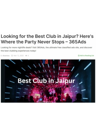 Looking for the Best Club in Jaipur Here's Where the Party Never Stops – 365Ads