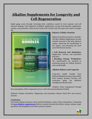 Alkaline Supplements for Longevity and Cell Regeneration