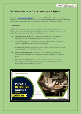 AMX Detectives: Your Trusted Investigation Experts