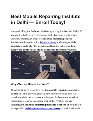 best mobile repairing institute in delhi enroll