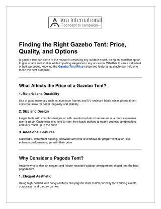 finding the right gazebo tent price quality
