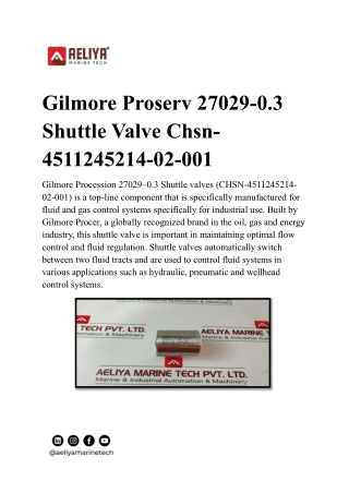 gilmore proserv 27029 0 3 shuttle valve chsn