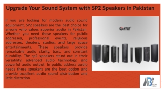 Upgrade Your Sound System with SP2 Speakers in Pakistan