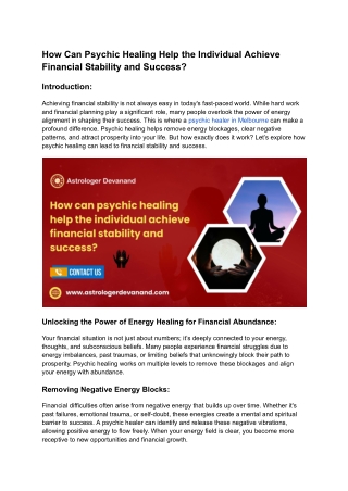 How Can Psychic Healing Help the Individual Achieve Financial Stability and Success_