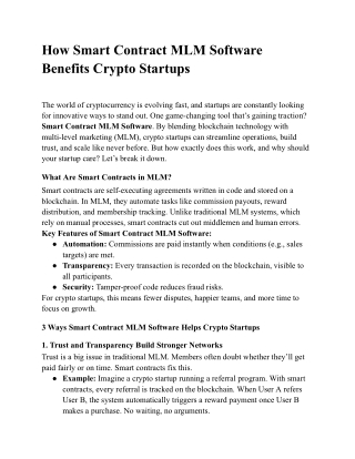 how smart contract mlm software benefits crypto