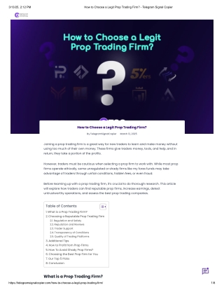 How to Choose a Legit Prop Trading Firm PDF