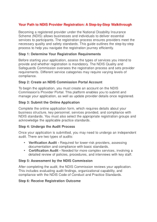 Your Path to NDIS Provider Registration: A Step-by-Step Walkthrough