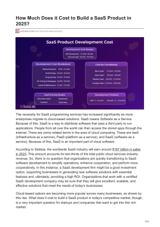How Much Does it Cost to Build a SaaS Product in 2025