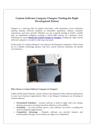 Custom Software Company Glasgow