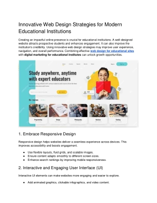 Innovative Web Design Strategies for Modern Educational Institutions