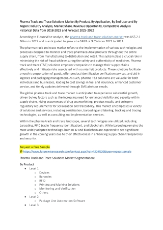 Pharma Track and Trace Solutions Market Size, Trends & Growth Forecast