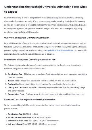 Understanding the Rajshahi University Admission Fees What to Expect