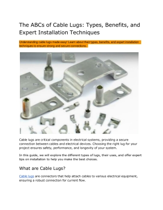 The ABCs of Cable Lugs - Types, Benefits, and Expert Installation Techniques