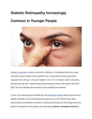 Diabetic Retinopathy Increasingly Common in Younger People