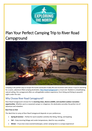 Plan Your Perfect Camping Trip to River Road Campground