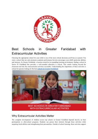 Best Schools in Greater Faridabad with Extracurricular Activities - Aravali Faridabad - Feb'25 (1)