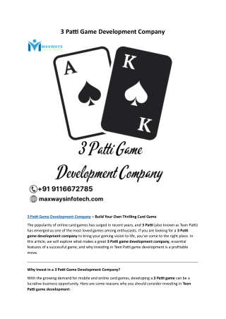 3 patti game development company