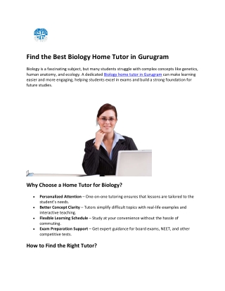 Find the Best Biology Home Tutor in Gurugram
