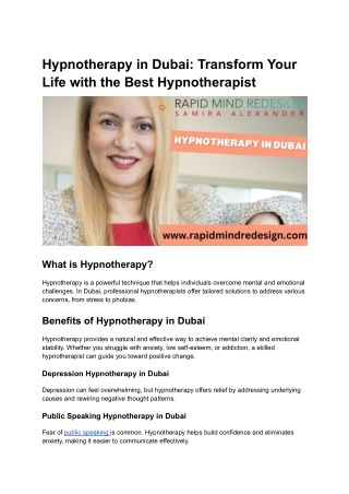 Hypnotherapy in Dubai_ Transform Your Life with the Best Hypnotherapist