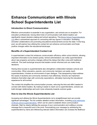 Enhance Communication with Illinois School Superintendents List