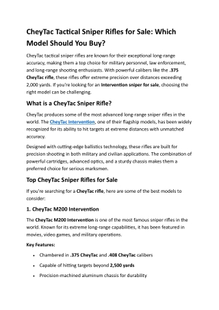 CheyTac Tactical Sniper Rifles for Sale Which Model Should You Buy