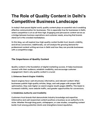 The Role of Quality Content in Delhi’s Competitive Business Landscape