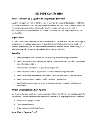 iso 9001 certification