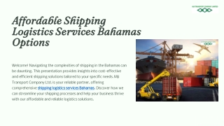 Affordable Shipping Logistics Services Bahamas Options