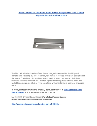Pitco A1105402-C Stainless Steel Basket Hanger with 2-1_8_ Center Keyhole Mount PartsFe Canada