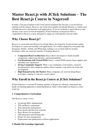 master react js with jclick solutions the best