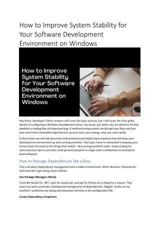 how to improve system stability for your software
