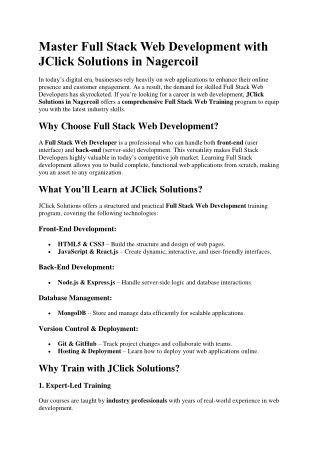 master full stack web development with jclick