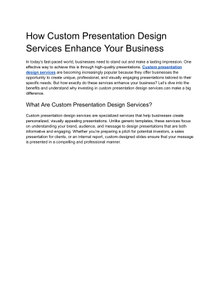 How Custom Presentation Design Services Enhance Your Business