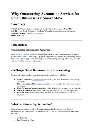 Why Outsourcing Accounting Services for Small Business is a Smart Move