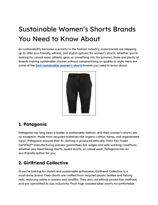 Sustainable Women’s Shorts Brands You Need to Know About