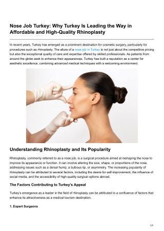 Nose Job Turkey Why Turkey Is Leading the Way in Affordable and High-Quality Rhinoplasty