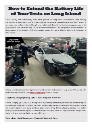 How to Extend the Battery Life of  Your Tesla on Long Island?