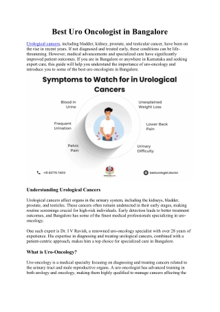 Best Uro Oncologist in Bangalore