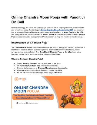 online chandra moon pooja with pandit ji on call
