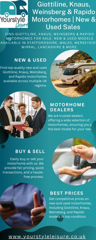 Giottiline, Knaus, Weinsberg & Rapido Motorhomes  New & Used Sales