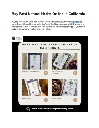 Buy Best Natural Herbs Online in California