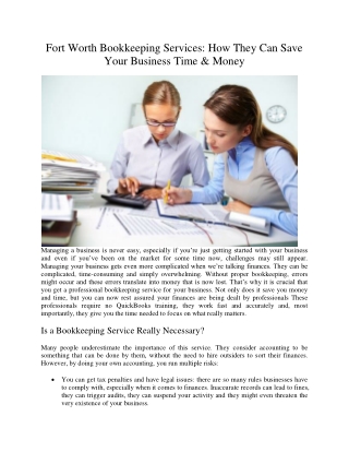 fort worth bookkeeping services how they can save