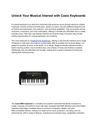 Unlock Your Musical Interest with Casio Keyboards