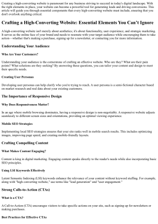 creating a high converting website is paramount