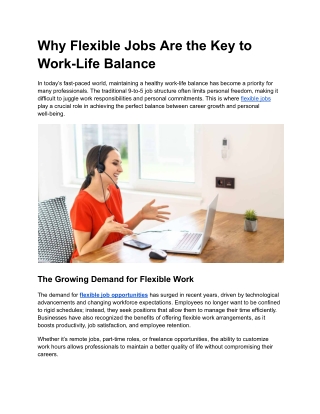 Why Flexible Jobs Are the Key to Work-Life Balance