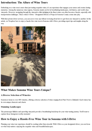 introduction the allure of wine tours