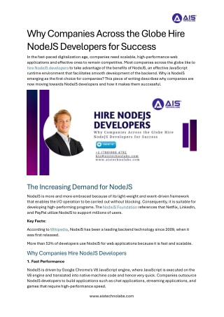 why companies across the globe hire nodejs