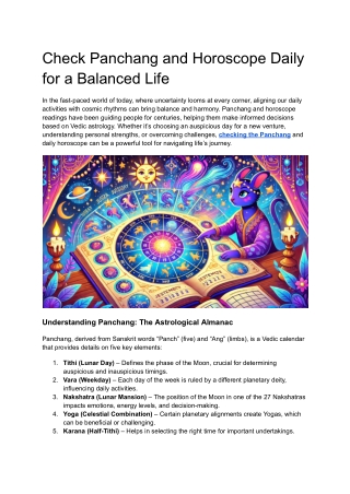 Check Panchang and Horoscope Daily for a Balanced Life