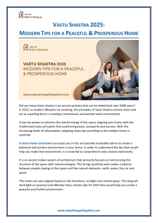 Vastu Shastra 2025 - Modern Tips for a Peaceful & Prosperous Home