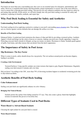 Why Pool Deck Sealing is Essential for Safety and Aesthetics